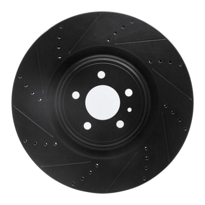 R1 Concepts R1 13-14 Ford Mustang Front Left Drilled & Slotted Black Brake Rotor