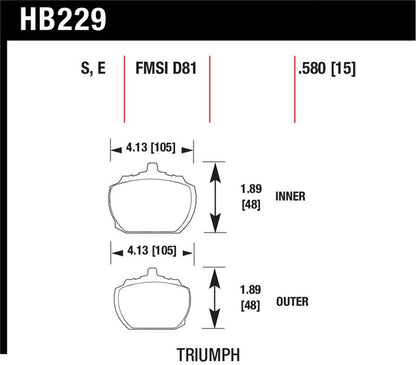 Hawk Performance Hawk 70-73 Triumph Stag / 80-82 Triumph TR8 HT-10 Race Front Brake Pads