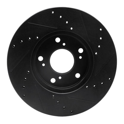 R1 Concepts R1 06-15 Honda Civic Front Left Drilled & Slotted Black Brake Rotor
