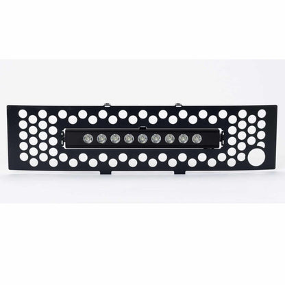 Putco 11-14 Ford F-150 - EcoBoost Bumper Grille Inserts - Black SS Punch w/ 10in Luminix Light Bar