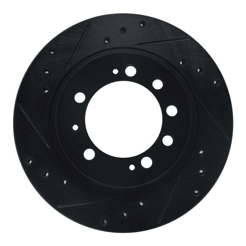 R1 Concepts R1 83-89 Chrysler Conquest Rear Left Drilled & Slotted Black Brake Rotor