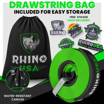 Rhino USA Recovery Tow Strap 4Inx30Ft (Black)