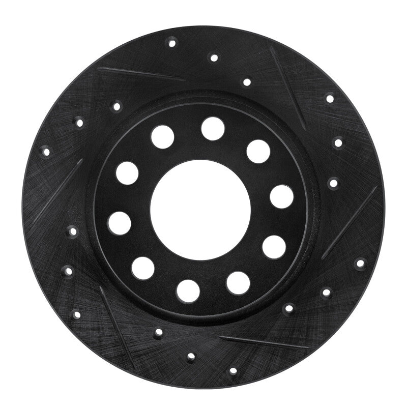 R1 Concepts R1 00-08 Audi A4 (USA/Canada) Rear Right Drilled & Slotted Black Brake Rotor