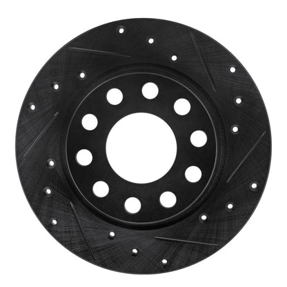 R1 Concepts R1 00-08 Audi A4 (USA/Canada) Rear Right Drilled & Slotted Black Brake Rotor