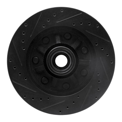 R1 Concepts R1 97-04 Ford F-150 RWD Front Right Drilled & Slotted Black Brake Rotor