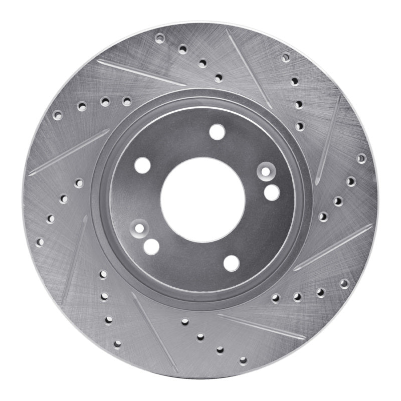 R1 Concepts R1 05-24 Hyundai TUCSON Front Right Drilled & Slotted Silver Brake Rotor