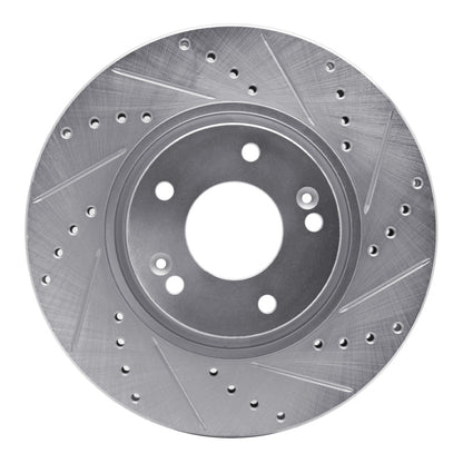R1 Concepts R1 05-24 Hyundai TUCSON Front Right Drilled & Slotted Silver Brake Rotor