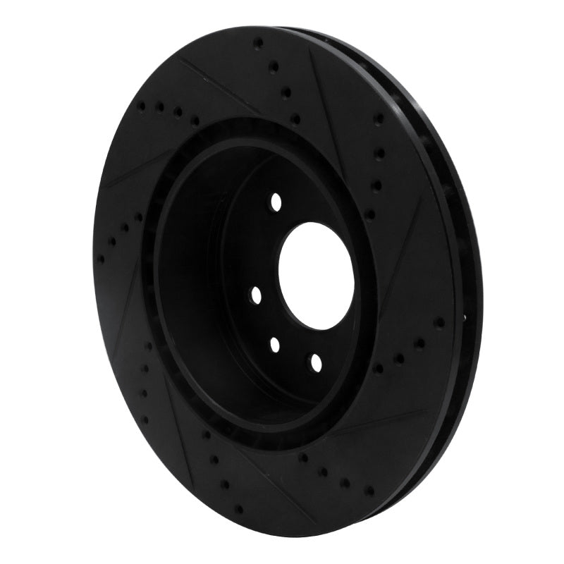 R1 Concepts R1 00-06 Jaguar XJR Rear Left Drilled & Slotted Black Brake Rotor