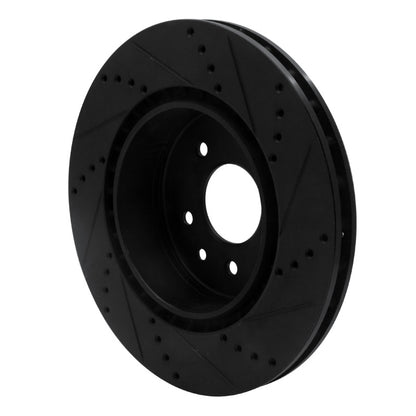 R1 Concepts R1 00-06 Jaguar XJR Rear Left Drilled & Slotted Black Brake Rotor