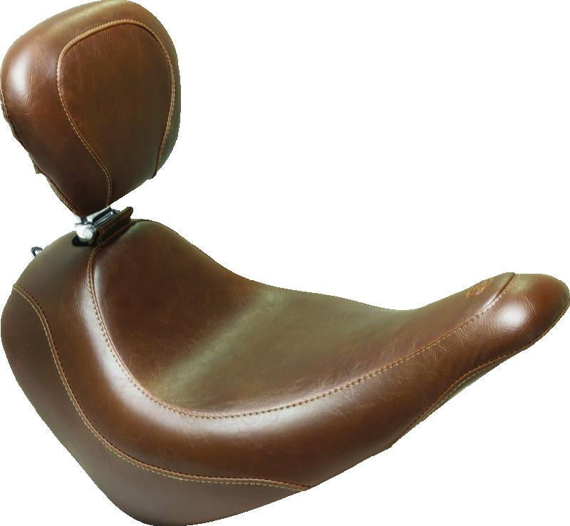 Mustang Motorcycle Mustang 18-21 Harley Low Rider, Sport Glide Wide Tripper Solo Seat w/Driver Backrest - Brown