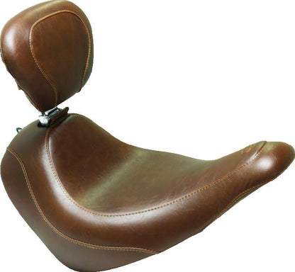 Mustang Motorcycle Mustang 18-21 Harley Low Rider, Sport Glide Wide Tripper Solo Seat w/Driver Backrest - Brown