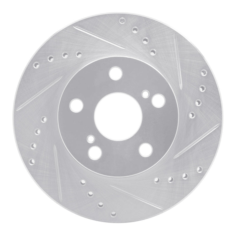 R1 Concepts R1 04-09 Toyota Prius Front Right Drilled & Slotted Silver Brake Rotor