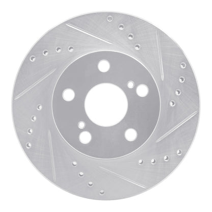 R1 Concepts R1 04-09 Toyota Prius Front Right Drilled & Slotted Silver Brake Rotor