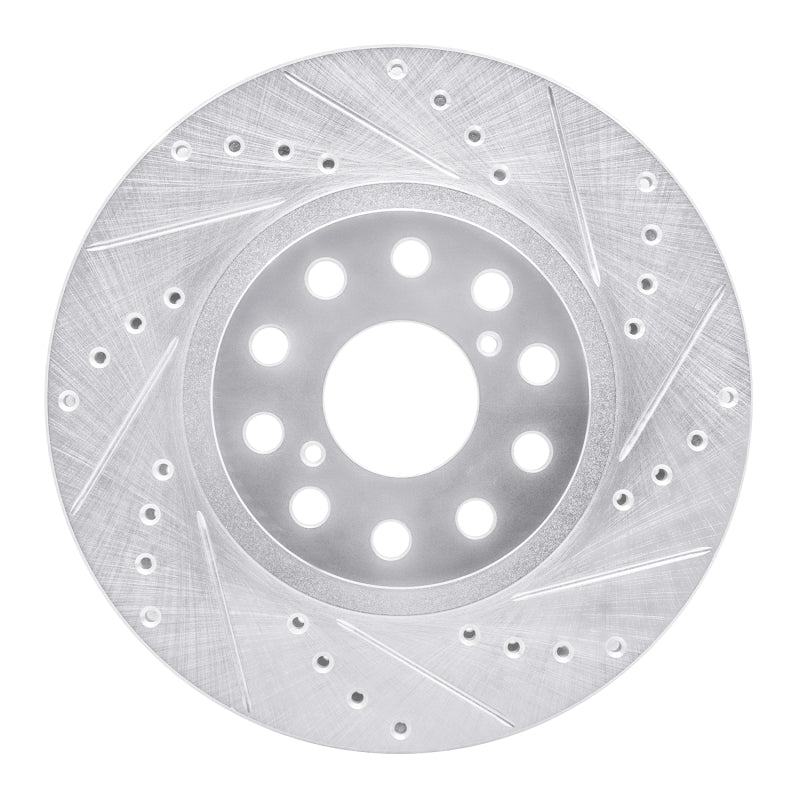 R1 Concepts R1 93-98 Toyota Supra Front Right Drilled & Slotted Silver Brake Rotor