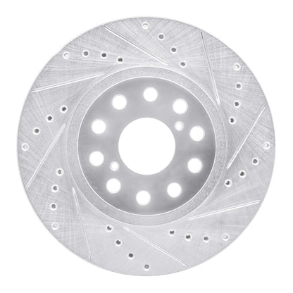 R1 Concepts R1 93-98 Toyota Supra Front Right Drilled & Slotted Silver Brake Rotor