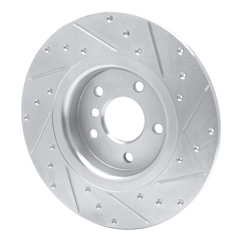 R1 Concepts R1 17-19 Jaguar XE Rear Left Drilled & Slotted Silver Brake Rotor