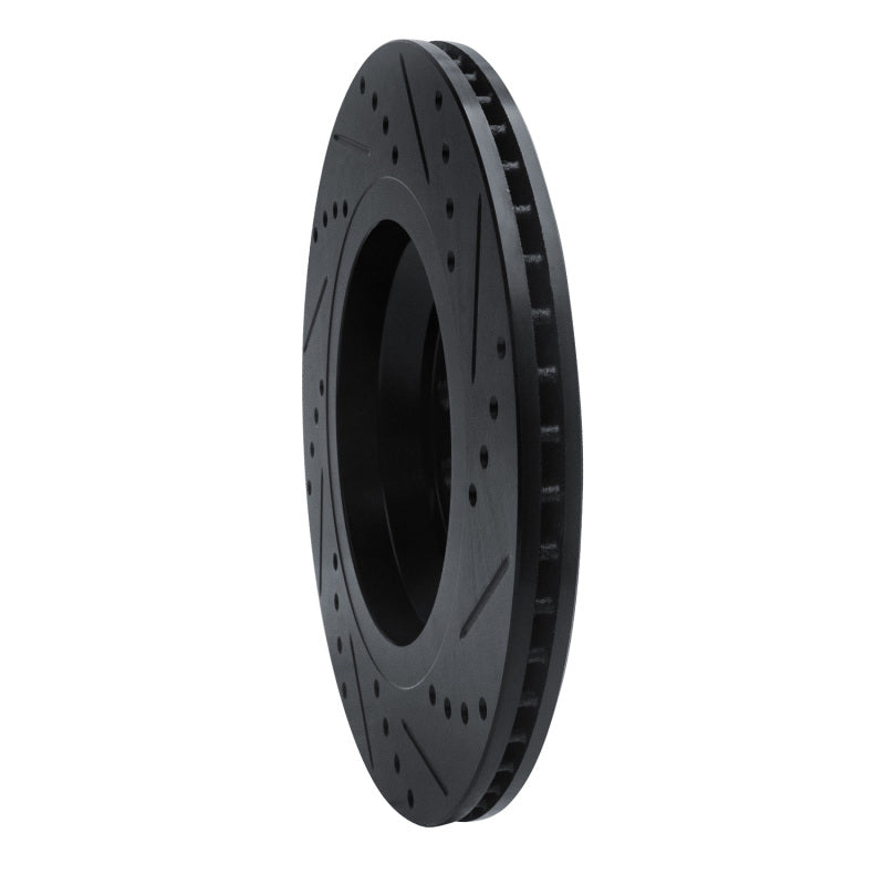 R1 Concepts R1 15-25 Volkswagen GTI Rear Left Drilled & Slotted Black Brake Rotor