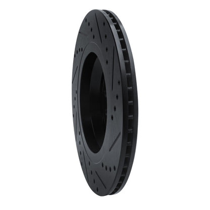R1 Concepts R1 15-25 Volkswagen GTI Rear Left Drilled & Slotted Black Brake Rotor