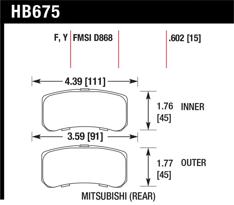 Hawk Performance Hawk 09+ Mitsubishi Lancer Ralliart / 08+ Lancer GTS LTS Rear Brake Pads