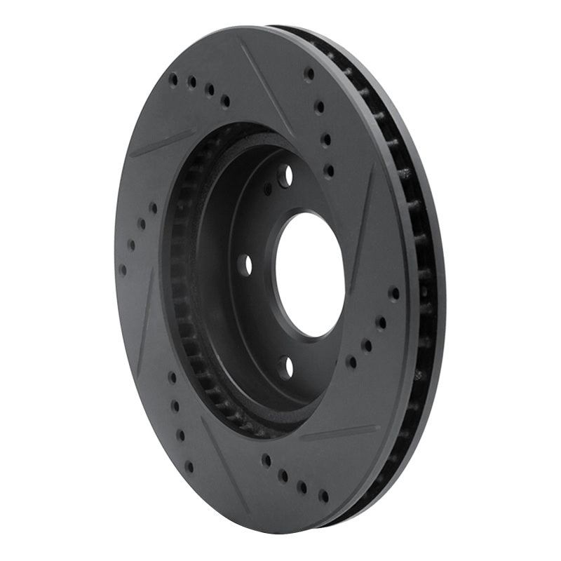 R1 Concepts R1 00-24 Chrysler SEBRING Front Left Drilled & Slotted Black Brake Rotor
