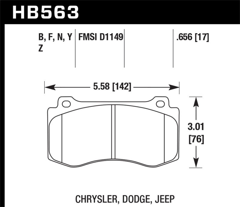 Hawk Performance Hawk 2005-2014 Chrysler 300 C SRT8 6.1 HPS 5.0 Front Brake Pads