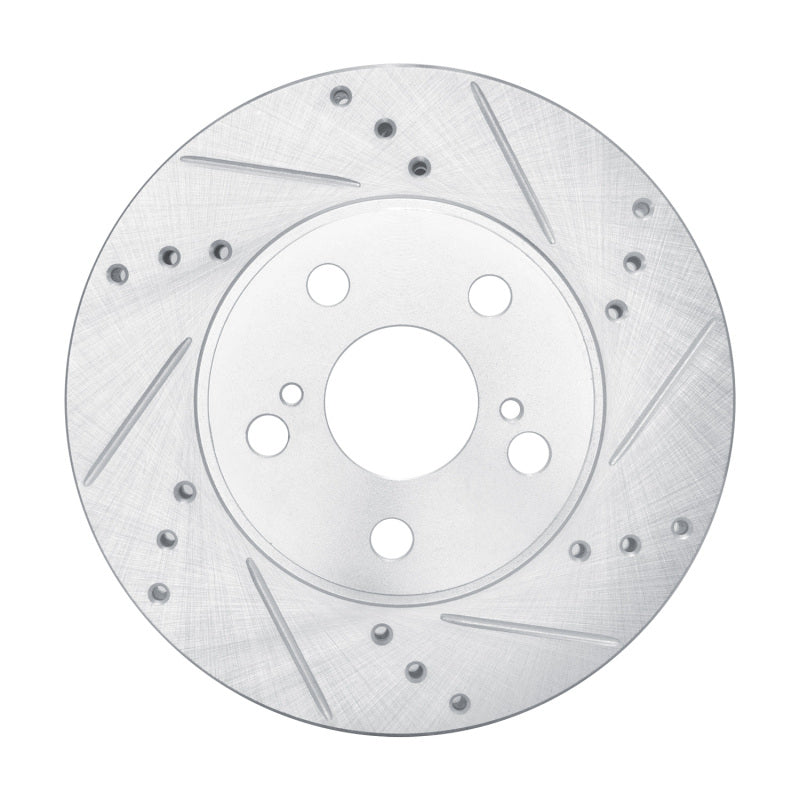 R1 Concepts R1 10-17 Lexus CT200H Front Right Drilled & Slotted Silver Brake Rotor