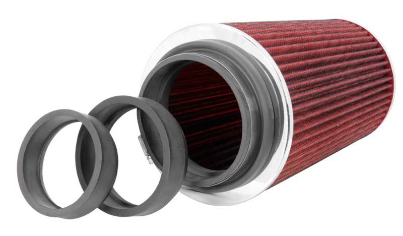 K&N Engineering K&N Universal Air Filter Chrome Round Tapered Red - 4in Flange ID x 1.125in Flange Length x 9.5in H