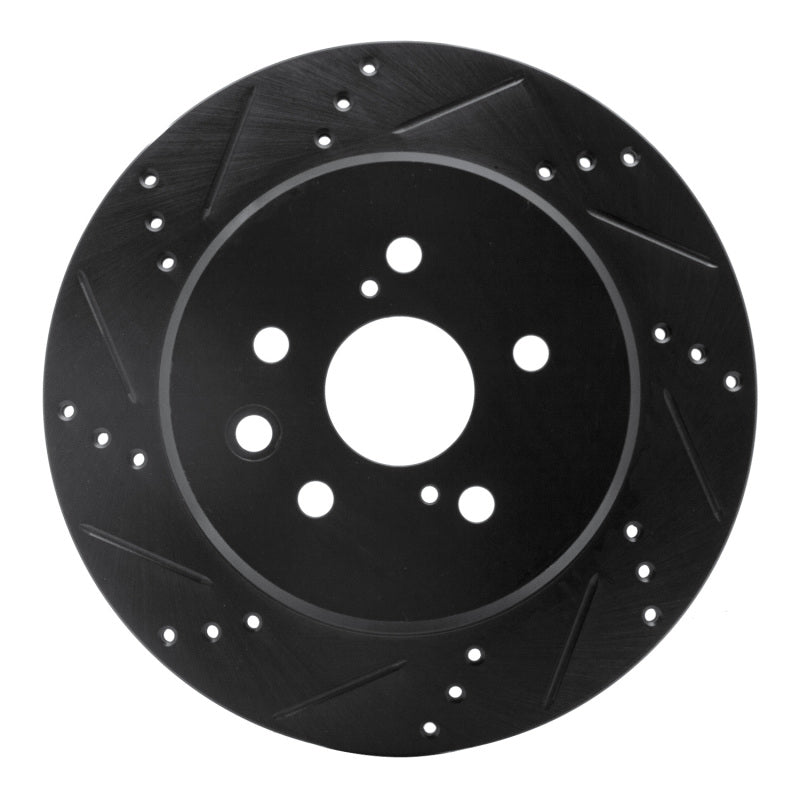 R1 Concepts R1 06-20 Lexus GS300 Rear Left Drilled & Slotted Black Brake Rotor