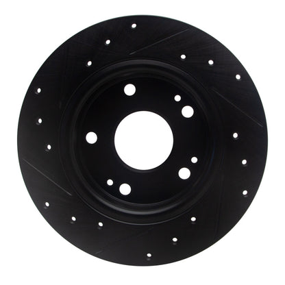 R1 Concepts R1 2016-2025 Honda Civic Hatchback Rear Right Drilled & Slotted Black Brake Rotor