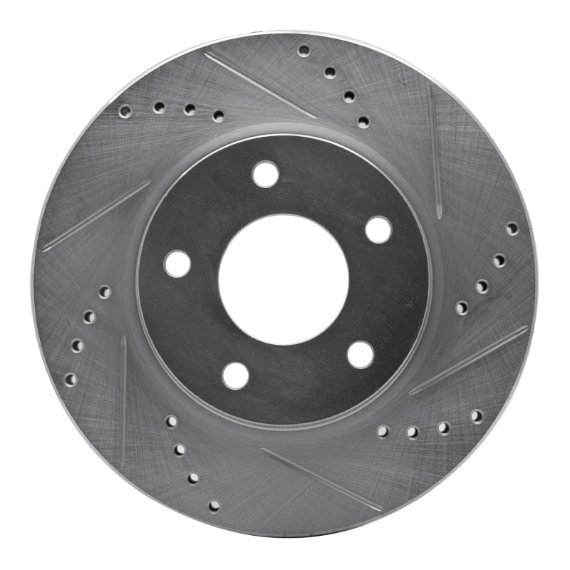 R1 Concepts R1 07-17 Dodge CALIBER Front Right Drilled & Slotted Silver Brake Rotor