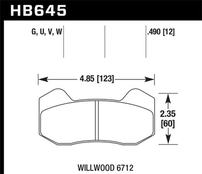 Hawk Performance Hawk Wilwood DynaPro 6 (Type 6712) DTC-70 Brake Pads