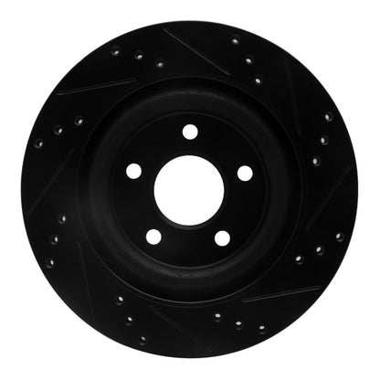 R1 Concepts R1 06-08 Jaguar S-Type Rear Left Drilled & Slotted Black Brake Rotor