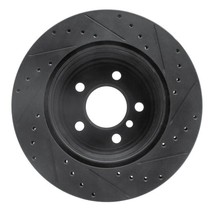R1 Concepts R1 07-19 BMW X5 Rear Left Drilled & Slotted Black Brake Rotor