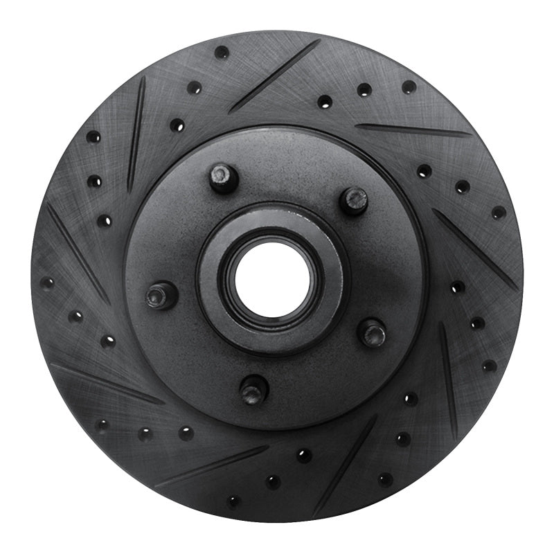 R1 Concepts R1 80-83 Ford F-150 RWD Front Left Drilled & Slotted Black Brake Rotor