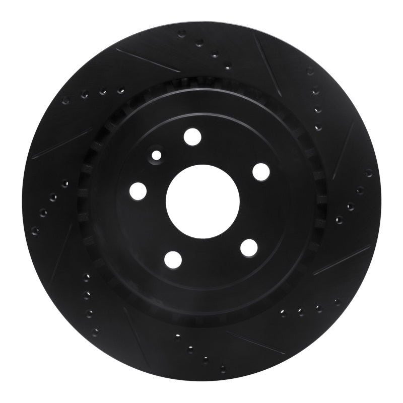 R1 Concepts R1 16-24 Cadillac ATS Rear Right Drilled & Slotted Black Brake Rotor