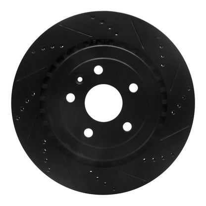 R1 Concepts R1 16-24 Cadillac ATS Rear Right Drilled & Slotted Black Brake Rotor