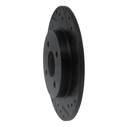 R1 Concepts R1 02-04 Ford Focus Rear Right Drilled & Slotted Black Brake Rotor