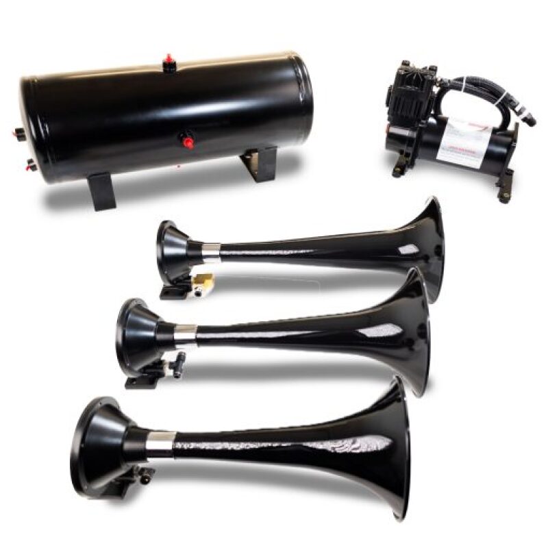 Kleinn Air Horns Kleinn Triple Black Horn Kit w/150 PSI Waterproof 3.0 gal Air Tank