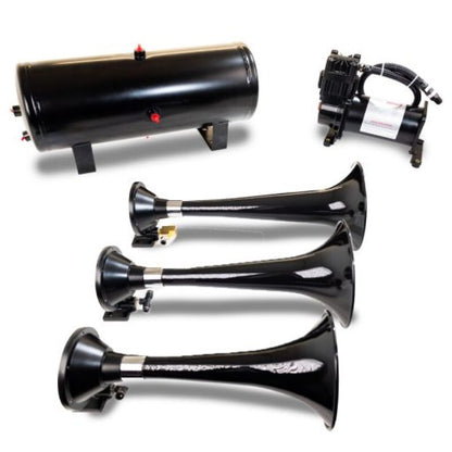 Kleinn Air Horns Kleinn Triple Black Horn Kit w/150 PSI Waterproof 3.0 gal Air Tank