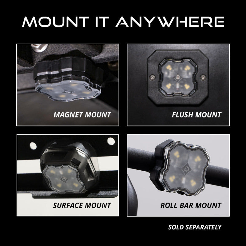 Diode Dynamics Stage Series SXS Rock Light Installer Kit - RGBW M8 w/Controller (8-pack)