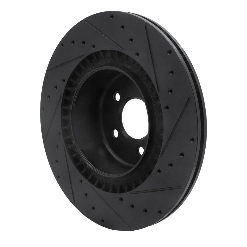 R1 Concepts R1 10-14 BMW X5 Rear Left Drilled & Slotted Black Brake Rotor