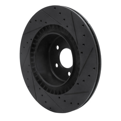 R1 Concepts R1 10-14 BMW X5 Rear Left Drilled & Slotted Black Brake Rotor