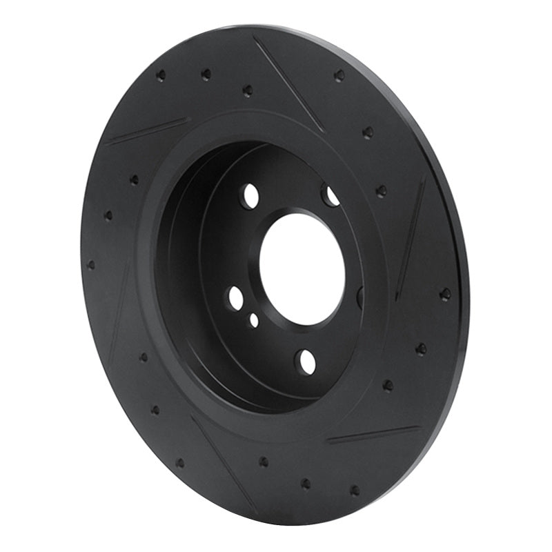 R1 Concepts R1 14-20 Infiniti QX30 Rear Left Drilled & Slotted Black Brake Rotor