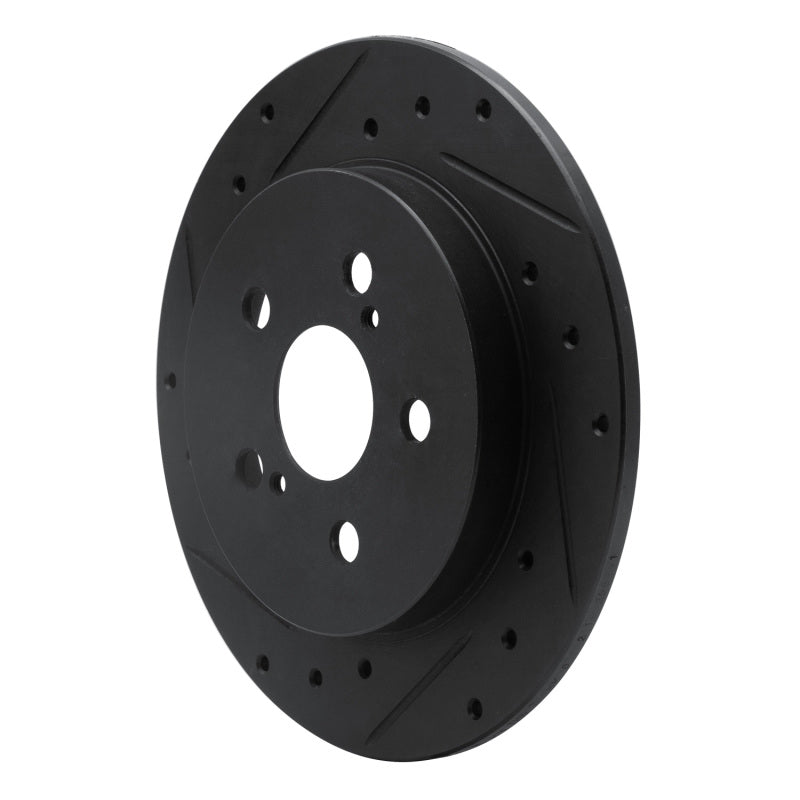 R1 Concepts R1 09-24 Lexus CT200H Rear Left Drilled & Slotted Black Brake Rotor