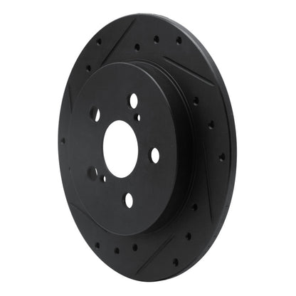 R1 Concepts R1 09-24 Lexus CT200H Rear Left Drilled & Slotted Black Brake Rotor