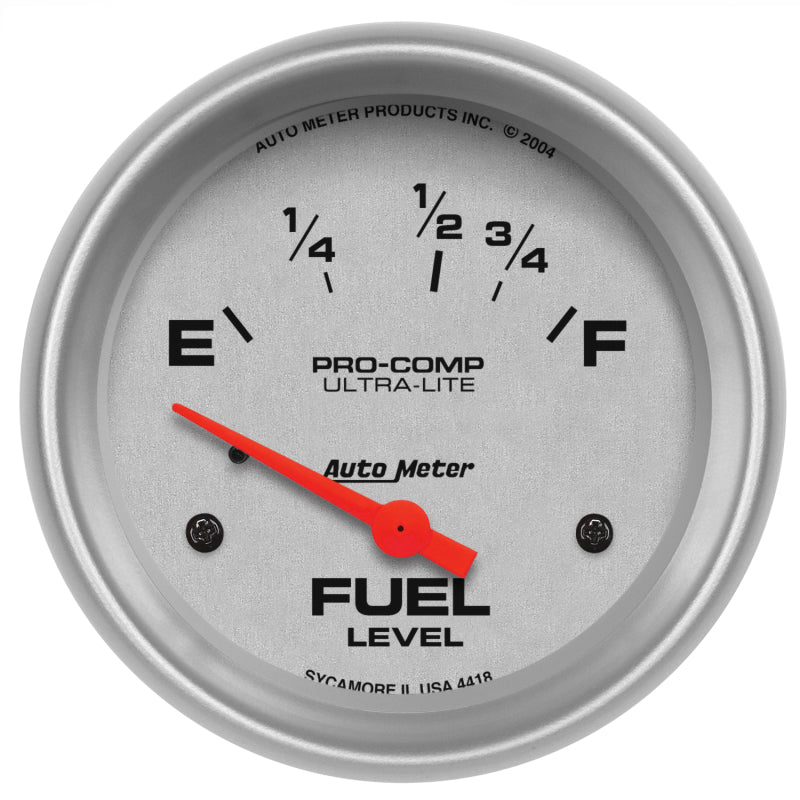 AutoMeter Gauge Fuel Level 2-5/8in. 16 Ohm(e) to 158 Ohm(f) Elec Ultra-Lite