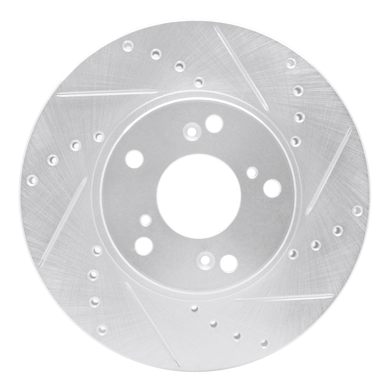 R1 Concepts R1 98-22 Acura CSX Front Right Drilled & Slotted Silver Brake Rotor