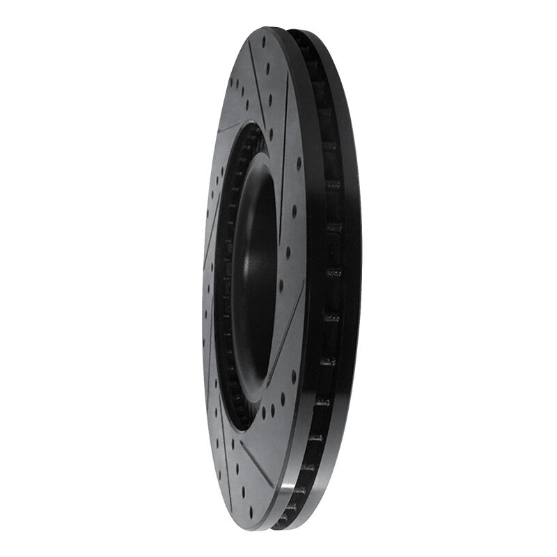 R1 Concepts R1 01-03 Audi S8 Front Left Drilled & Slotted Black Brake Rotor