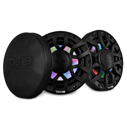 DS18 Marine 6.5in 2-Way 150 Watts RMS 4 ohm Digital LED Lights Bullet Tweeter Covers Included Black