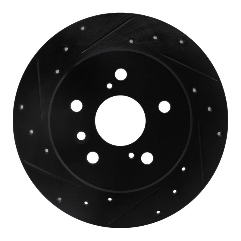 R1 Concepts R1 00-04 Toyota AVALON Rear Left Drilled & Slotted Black Brake Rotor